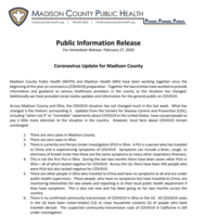 Partner Information: Coronavirus Update for Madison County